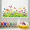 Simple and Fresh Grass, Flowers, Butterflies. Outdoor Balcony. Glass Windows. Window Stickers for Beautification.