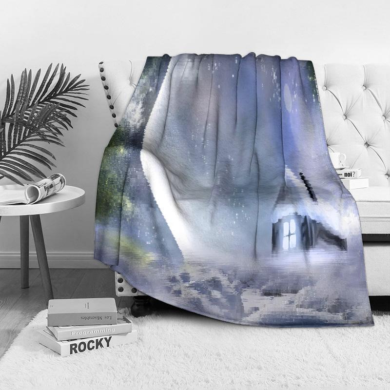 Tuniu Landscape Water Reflection Sofa Bed Blanket Throw for Living Room Bedroom Decoration