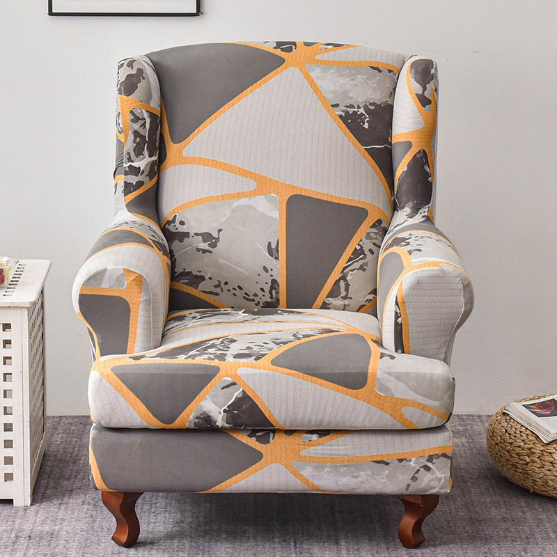Copridivano per poltrona Wingback, 2 pezzi/set, copridivano elasticizzato, copripoltrona, protezione per mobili, fondo elastico per soggiorno