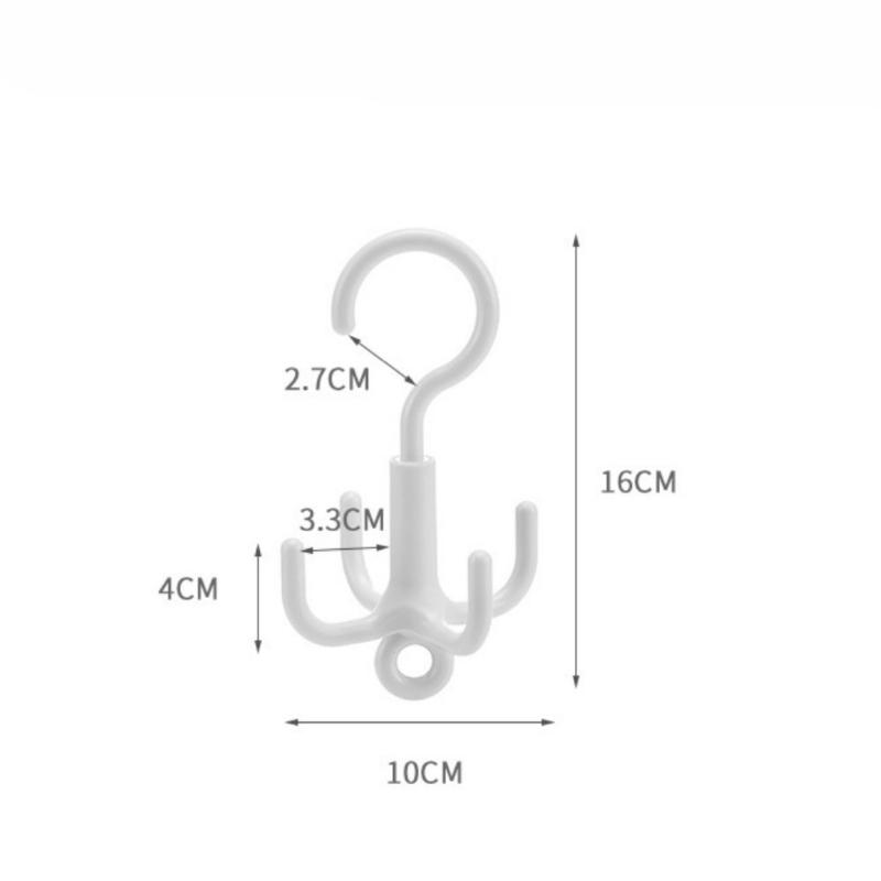 Four Claw Rotating Hook, No Punching Bag Tie Scarf Scarf Hat Hanger, 4.5kg Load-Bearing Storage Hook.