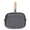 Cast Iron Steak Pan Wooden Handle Steak Griddle Kitchen Cookware Grill Pan  Indoor & Outdoor