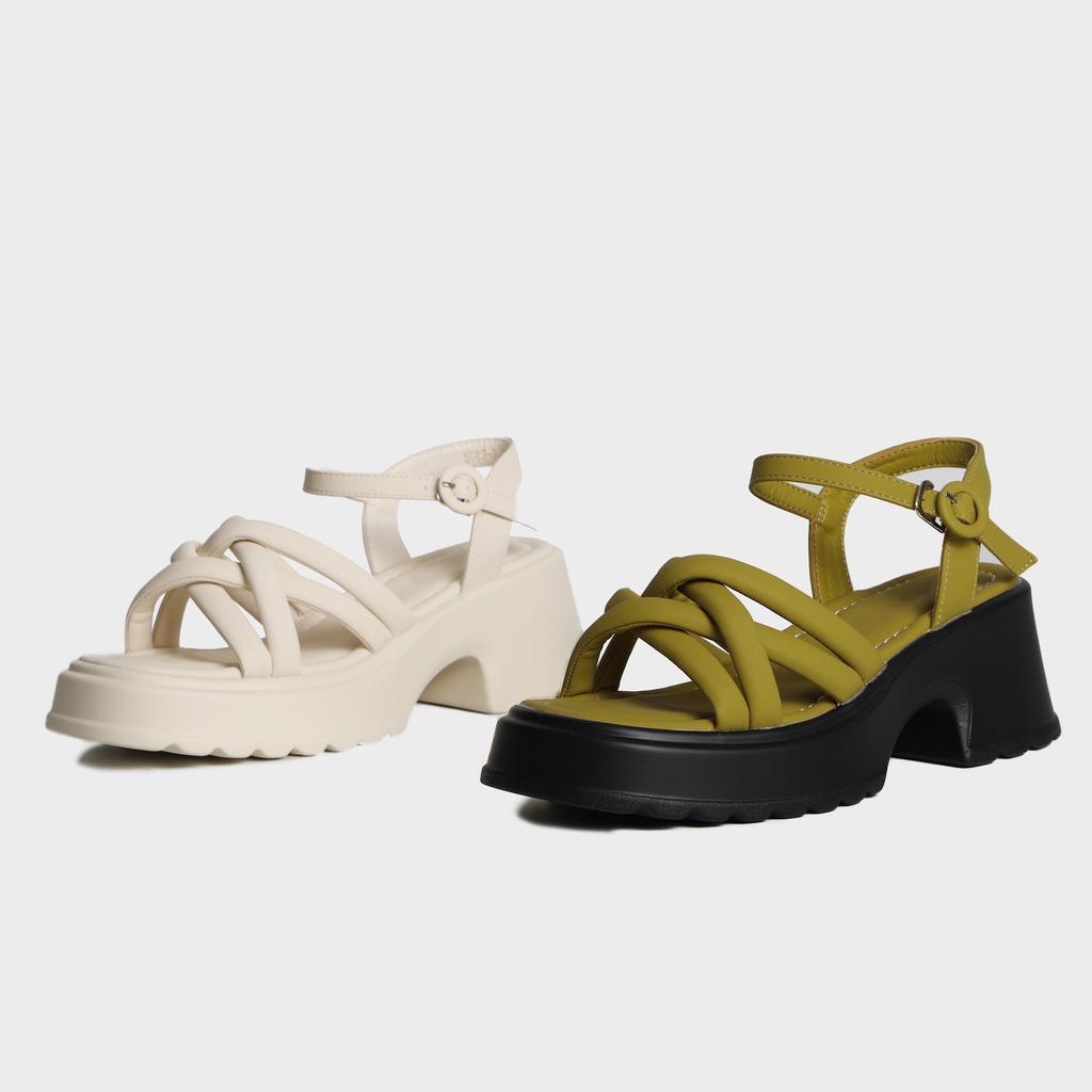 2025 New Strap Cross Korean Version Comfortable Thick Heel Sandals Women's Platform Versatile Autumn and Summer Trend Outer Sandals Women