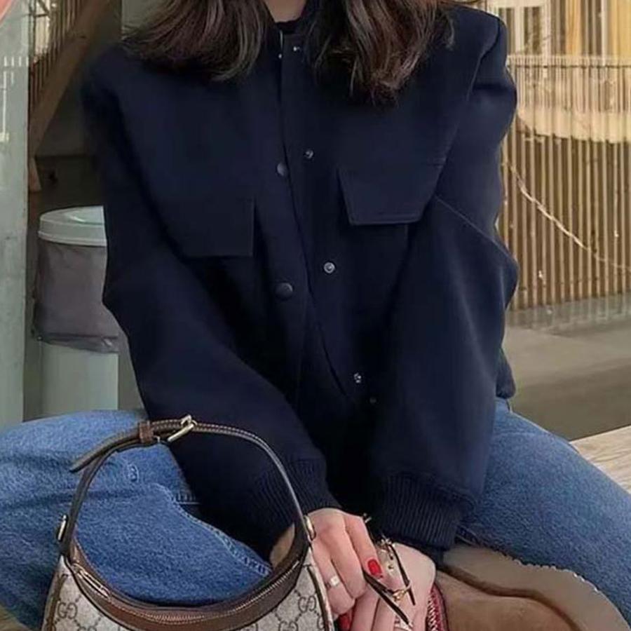 New Style Collar Coat with Large Pockets, Unisex Women's Jacket, Spring/Autumn Outerwear