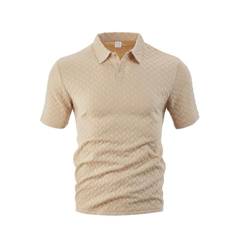 Men Jacquard Fabric Polo Shirt Summer Thin Breathable Moisture Wicking Short Sleeve T Shirt