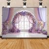 Floral Bow Wedding Scene Background Suitable for Wedding Photo Studio Shooting Background Birthday Party Baby Shower Decoration