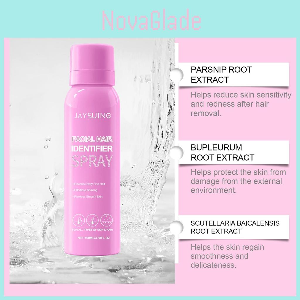 Jaysuing Gentle Face Hair Recognition Spray For Softening Facial Hair Care Routine 100ml With Eyebrow Razors For Daily Use