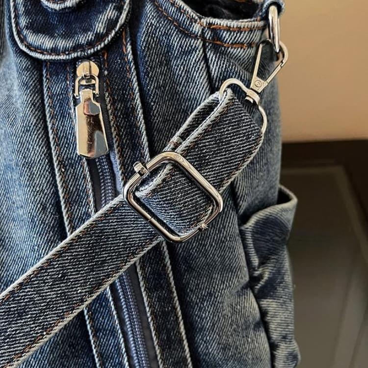 Vintage Multi-zipper Denim Bag Women's Shoulder Messenger Bag