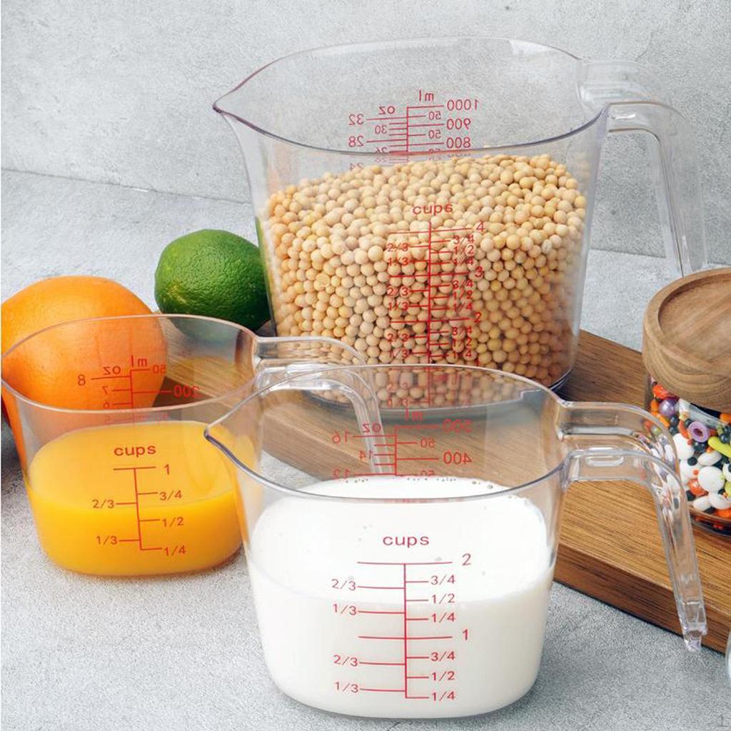 3 Pieces Measuring Cup Set Jug Stackable Kitchen Utensils with Double Scale V Shaped Spout