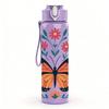 1PC Colorful Butterfly Floral Pattern 750ml Color Plastic Sports Water Bottle Leakproof Flip Straw Lid Suitable for Sports Office Home Use