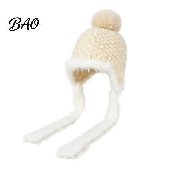 Ear Warmer Hat for Cycling Women Knitted Earflap Hat, Fuzzy Trim Pompom Soft Warm Outdoor Winter Knit Cycling, Cold Weather Daily Wear