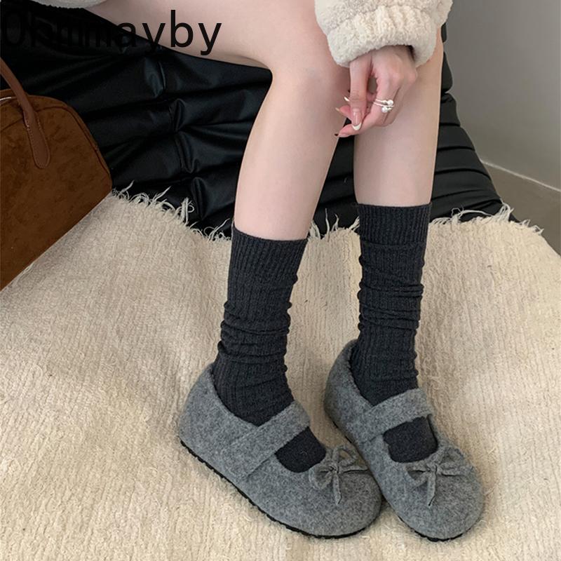 Scarpe da donna Mary Jane con nodo a farfalla vintage di design, comode all'aperto, suola morbida, con rialzo interno, in cotone conciso