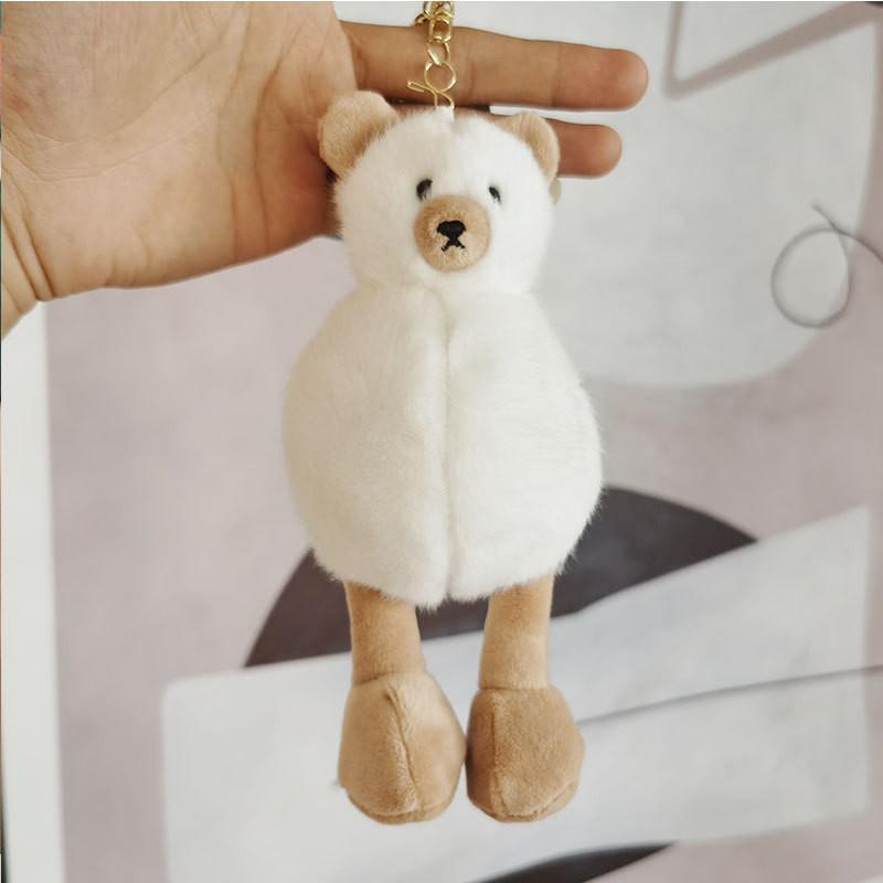 Short Plush Bear Keychain Adorable Yellow Duck Stuffed Animal For Bags And Keys**