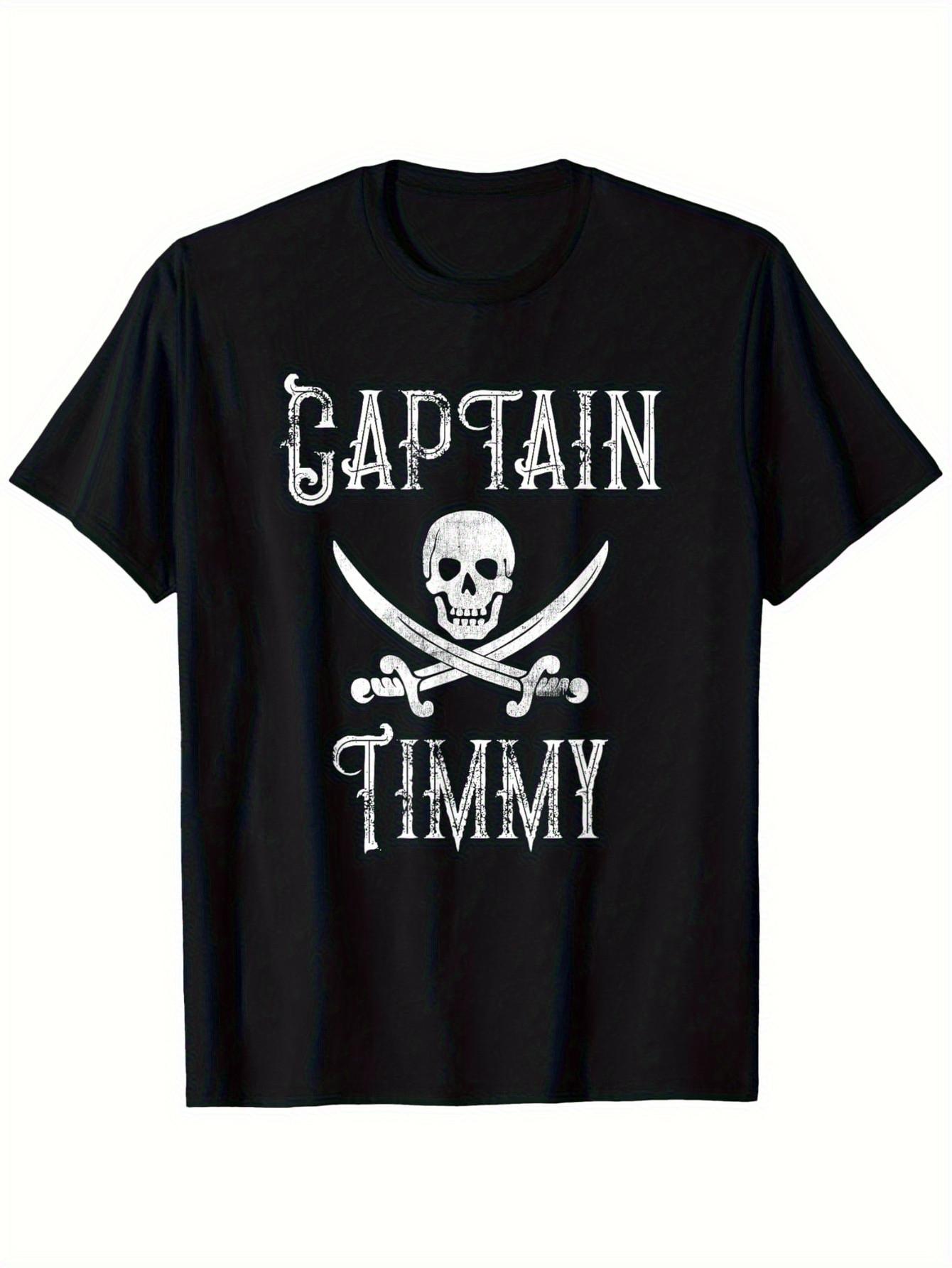 Top Pick Mens Captain Jimmy Skull  Crossbones Pirate TShirt S