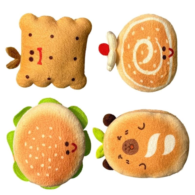 4Pcs Cartoon Hamburger Toast Plush Hair Clip For Girls Soft Kids Hair Accessories School Styling Tool for Toddler