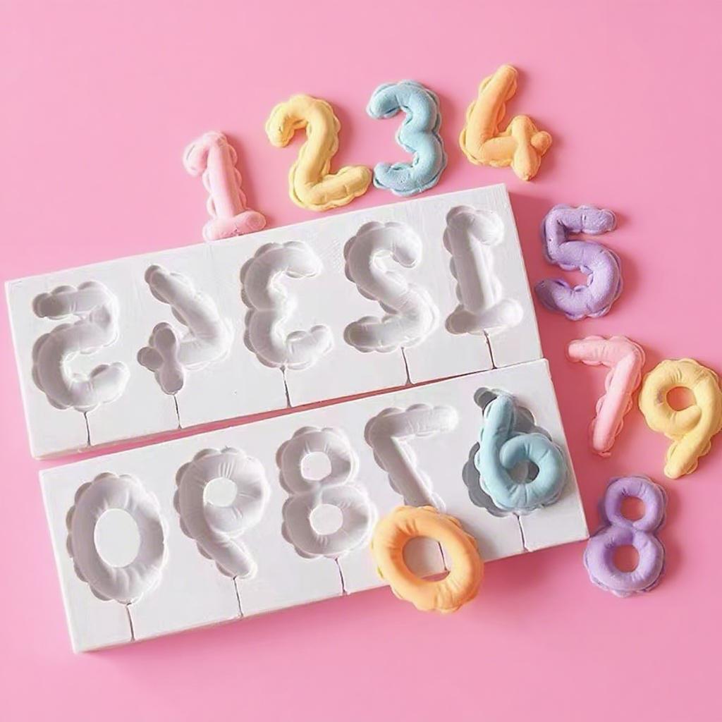 Number Heart Star Cloud Balloon Lollipop Silicone Mold Set DIY Fondant Cake Decorating Tools Chocolate Resin Clay Candle Mold