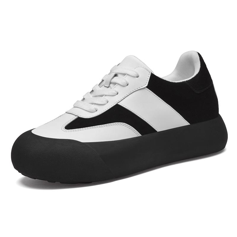 

Модная дизайнерская повседневная обувь для мужчин, обувь для ходьбы, универсальные мужские кроссовки из натуральной кожи, толстая подошва, вулканизированная обувь 44 черный белый
