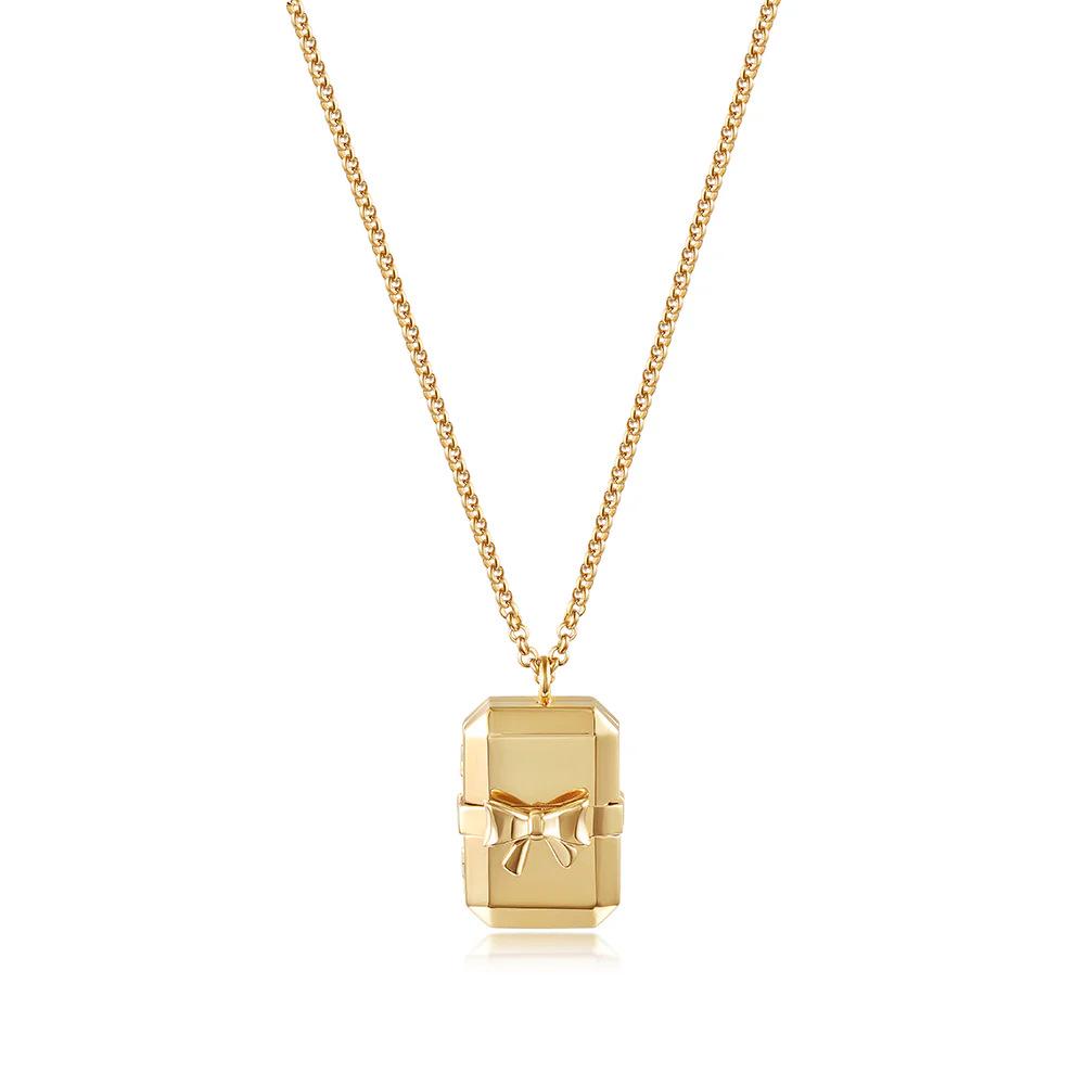 

Elegant Pendant Necklace with Photo Locket and Bow