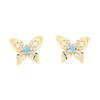 New exquisite diamond-encrusted blue butterfly earrings gold and silver brushed craft stud earrings 925 silver needle women's earrings