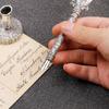 Goose Feather Pen Set with Carved Base and Stainless Steel Nibs - Unique Gift