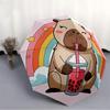 1pc Bubble Tea Capybara Automatic Open/close Umbrella, 8-Rib Sturdy Structure, Portable Travel Umbrella, Parties, Everyday Use, 11174