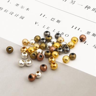 Glatte Vergoldete Schmuckzubehörteile DIY Heißer Verkauf 100-500 Stück Beliebte 2,4-6 mm Abstandshalter Perlen Hohe Qualität Kugeln Metall Für Schmuckherstellung Perlen