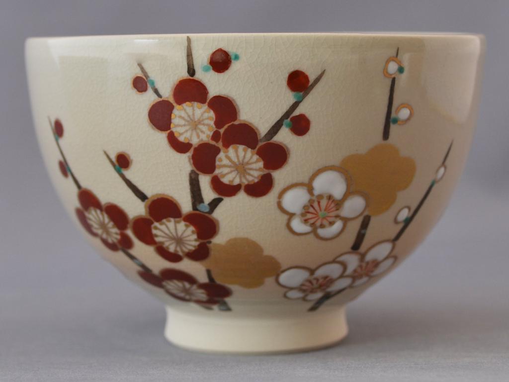 Shoho Matcha-Schale Pflaume Kyo-yaki Kiyomizu-yaki K2-4