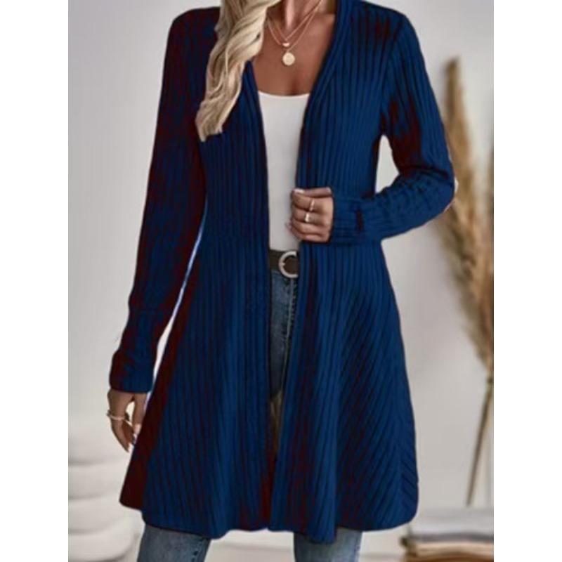 Women S Long Knit Cardigan Coat Solid Color Casual Sweater