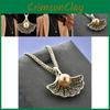 Chic Droplet Design Scallop Pearl Necklace In Fashionable Coffee Gold For Trendy Women
