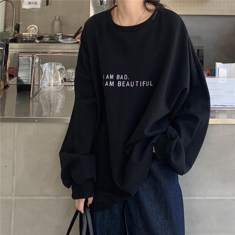 Spring and Autumn Women's Sweatshirt Letter T-shirts Korean Fashion Thin Chic Long Sleeve Oversize Pullovers Y2k Jacket Looses Tops