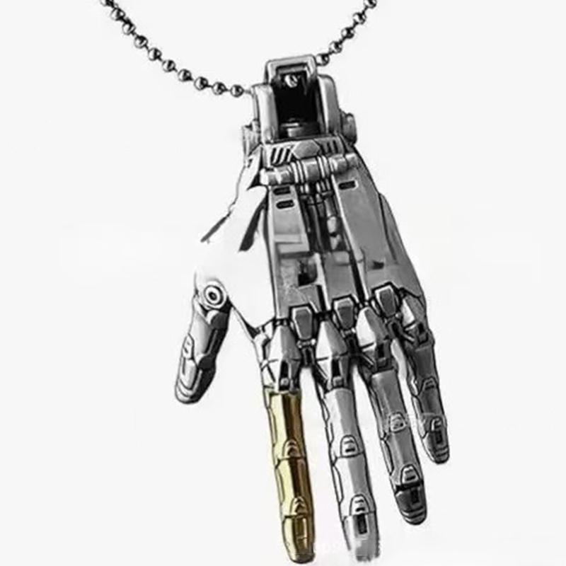 Fashion Mechanical Bionic Hand Pendant With Chain For Men Women Creative Movable Finger Joints Robot Hand Necklace Jewelry