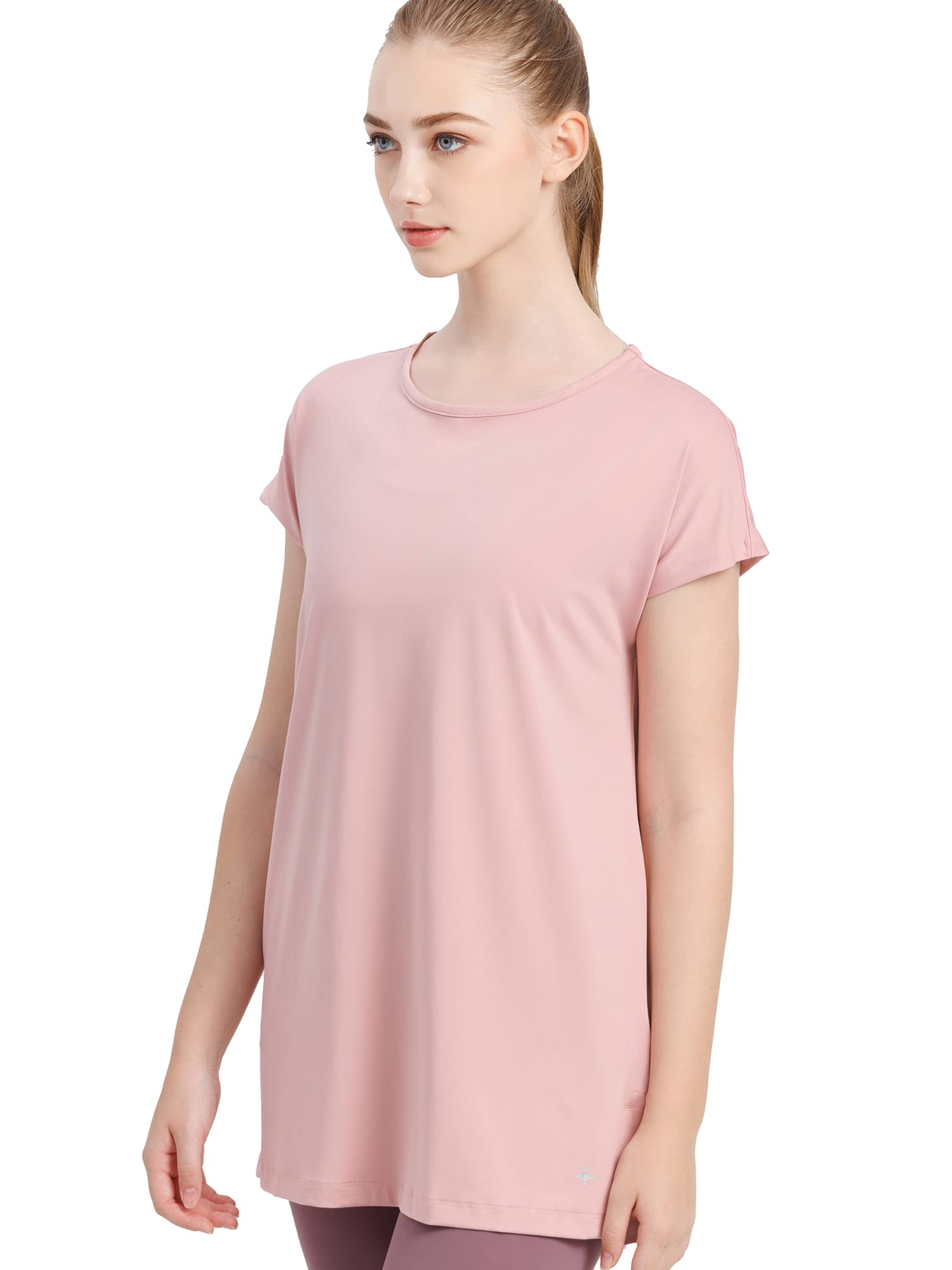 

Roopa Tunic Short Long Yoga Hot Beige Size M Women s Back-Gathered T-Shirt, Sleeve, Length, Wear, Fitness, Sports, Yoga, Figure-Flattering, Pink,
