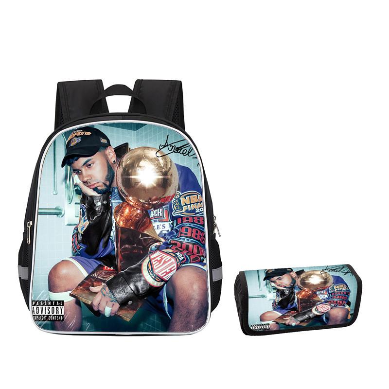 Mochila Anuel Aa para Hombre y Mujer Bolsa Escolar Casual Gran Capacidad Caja de Almacenamiento para Material Escolar Tipo Solapa