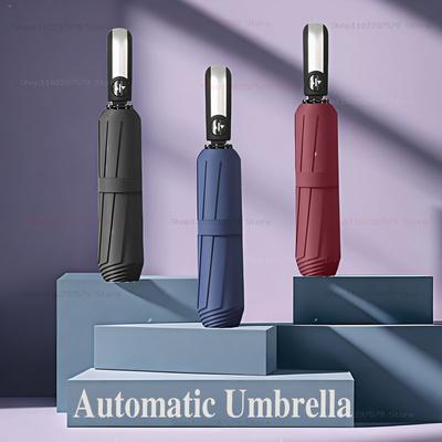 New Windproof And Strong Automatic Folding Umbrella Uv Proof Vinyl Sun Umbrell And Umbrella Enlargement Portable Umbrella Travel