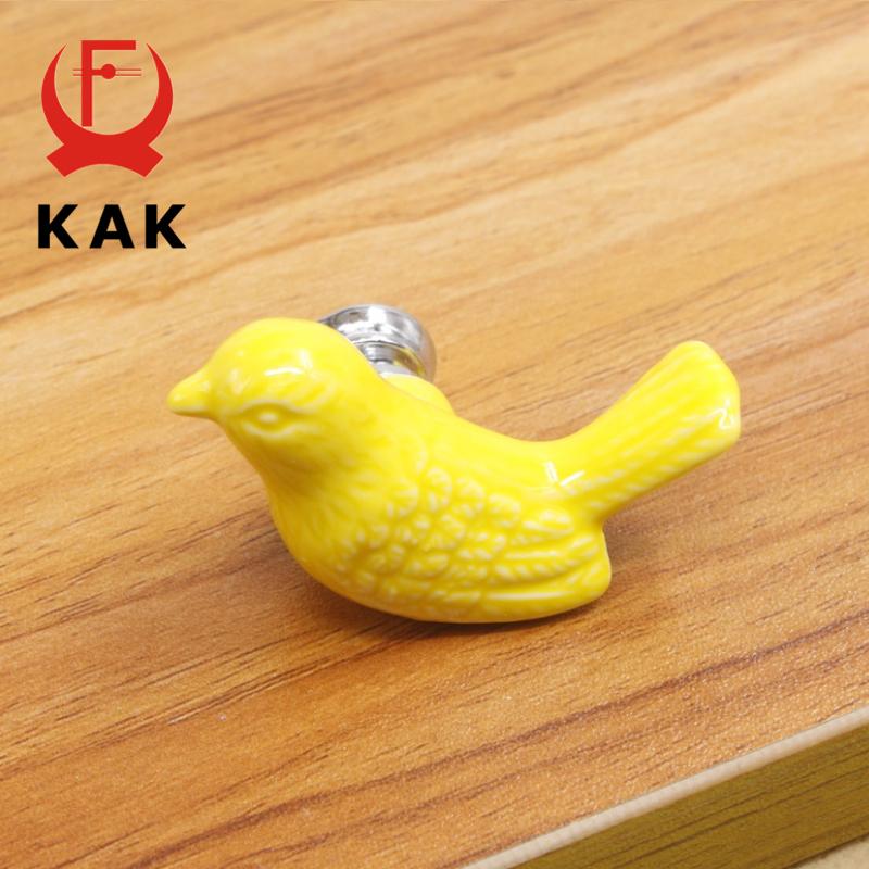 KAK 5pieces Peace Dove Ceramic Drawer Knobs Cartoon Bird Cabinet Cupboard Handles Novelty Fashion Furniture Handles Hardware