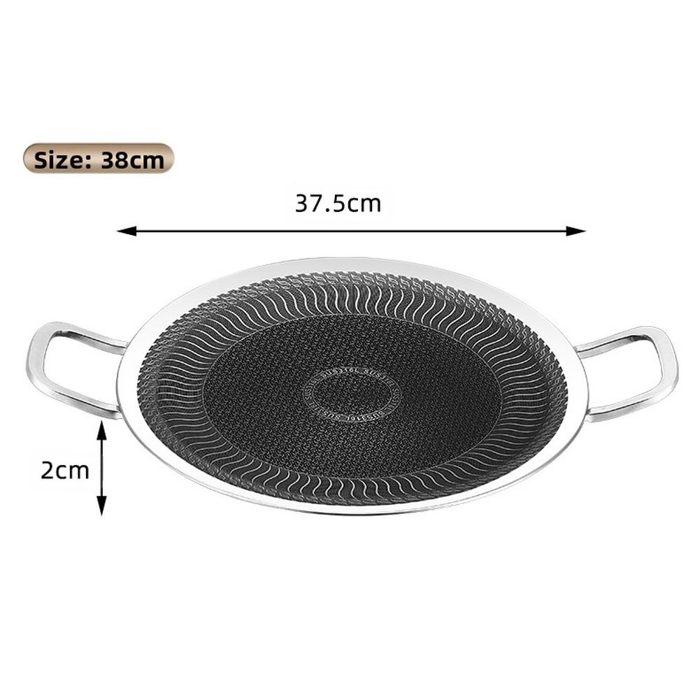 Grill Cooking Pan For Gas Stoves Induction Cooktops,for Outdoor Cooking 46*33.5*1.5/49*37.5*2cm Stainless Steel Smokeless Pans