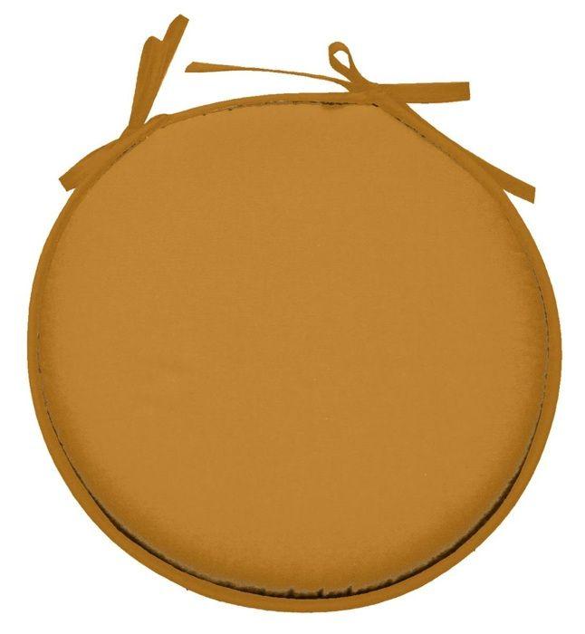 Galette de chaise - Pop color - Curry - 40 cm - Ronde - Uni