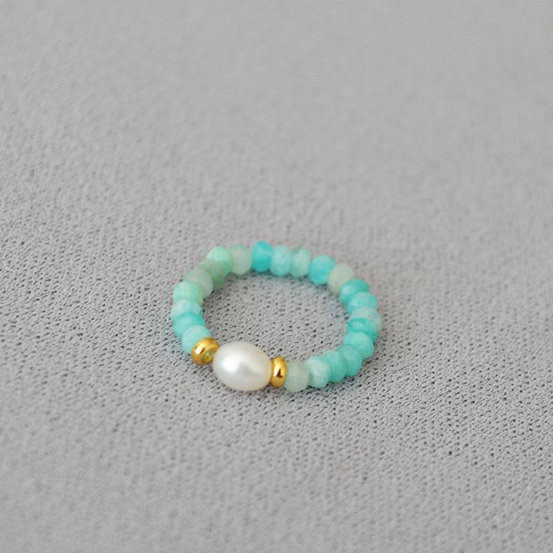 

Летнее Винтажное Кольцо с Натуральными Камнями и Цветными Бусинами, Персонализированное, Простое, Эластичное Кольцо на Палец, Бижутерия A3