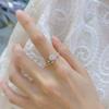 S925 Pure Silver Moissanite Engagement Ring Diamond-Studded Adjustable Opening Light Luxury Style for Women