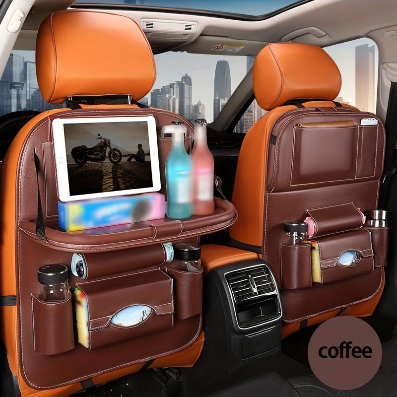 Leather Car Seat Back Storage Bag