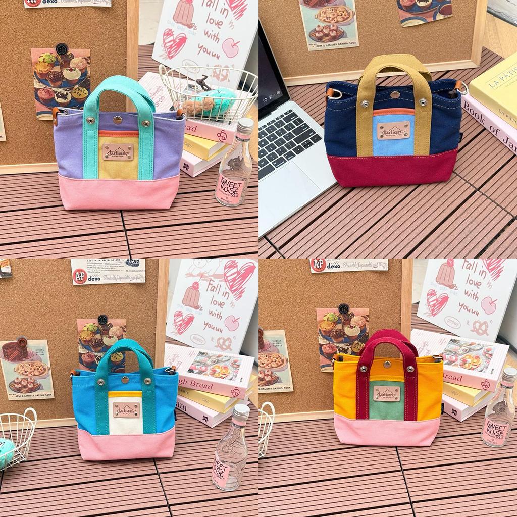 Spring Canvas Bag With Contrast Color Design For Casual Travel And Urban Lifestyle