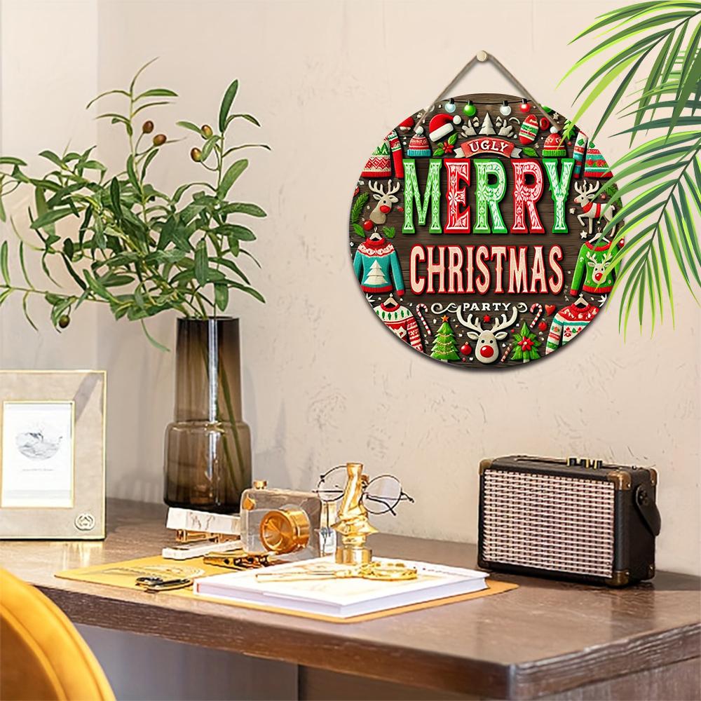 Christmas decoration sign,indoor hanging decorations,2D flat Wooden products with "MERRY CHRISTMAS"logo,Christmas gifts for friends and family