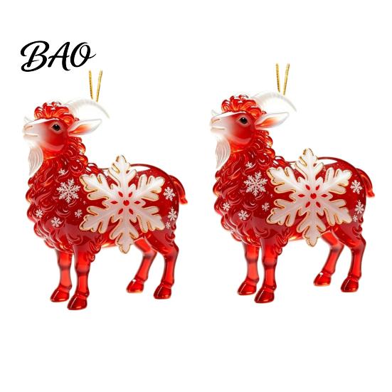 2D Acrylic Pendants Christmas Sheep Hanging Ornament with Snowflake Decor, Flat Pendant Ornaments Rope for Holiday Tree Party Supplies Festive