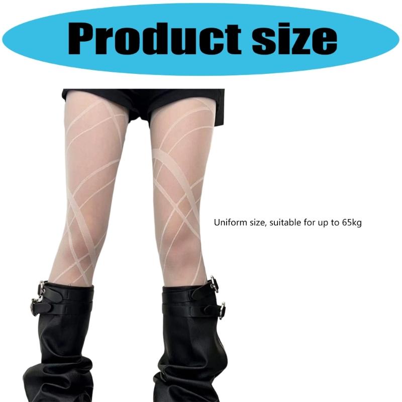 Women's Irregular Crisscross Pattern Nylon Tights Stockings Sheer Pantyhose For Professional Outfits Or Casual Event