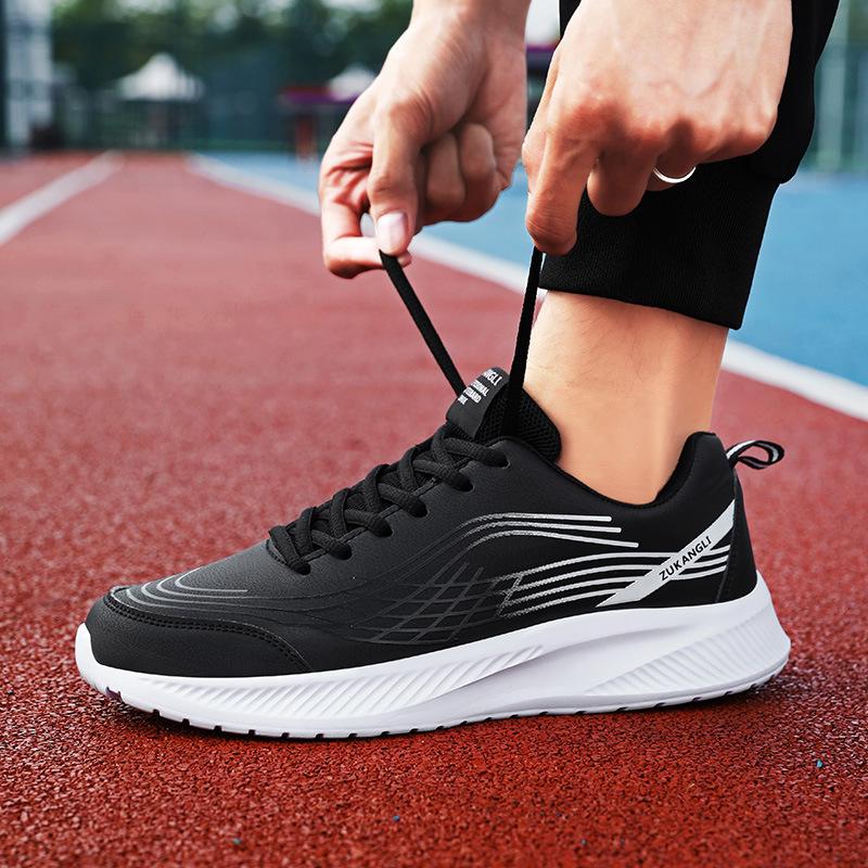 Men's Shoes Autumn and Winter Black Leather Sneakers Waterproof and Non-slip Casual Running Travel Shoes Lightweight Soft Sole Versatile