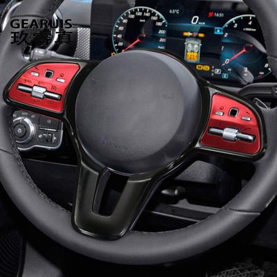 For Mercedes Benz A C E B Class GLB GLC GLE CLA GLA -2023 Car Steering Wheel Sports Styling Switch Button Cover Sticker