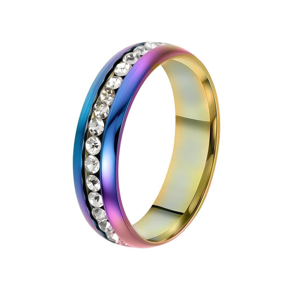 Niche Light Luxury Full Diamond Stainless Steel Women's Ring, Colorfast & Fashionable, Titanium Steel Band, Perfect for Couples