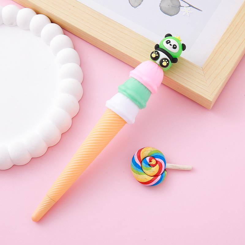 Back To School Season 10pcs 0.5mm Cute Pet Ice Cream Styling Neutral Pen Cute Stationery Cone Pen Writing Tools Prize Gift Signing Pen