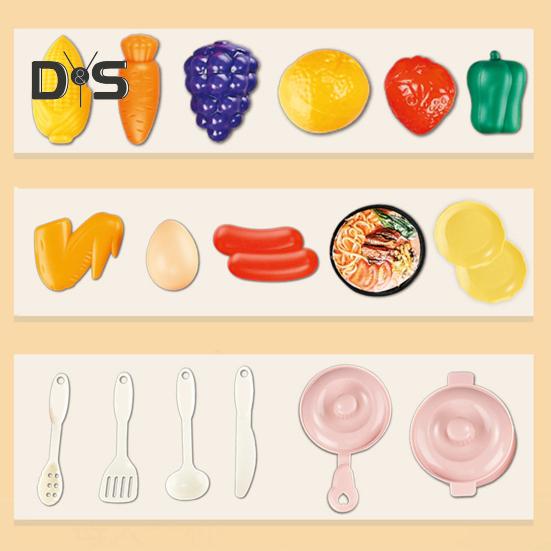 Kids Kitchen Play Set with 30Pcs Pretend Toys Role-playing Kitchen Set Develop Hands-On Skills Cooking Simulation Toys for Kids