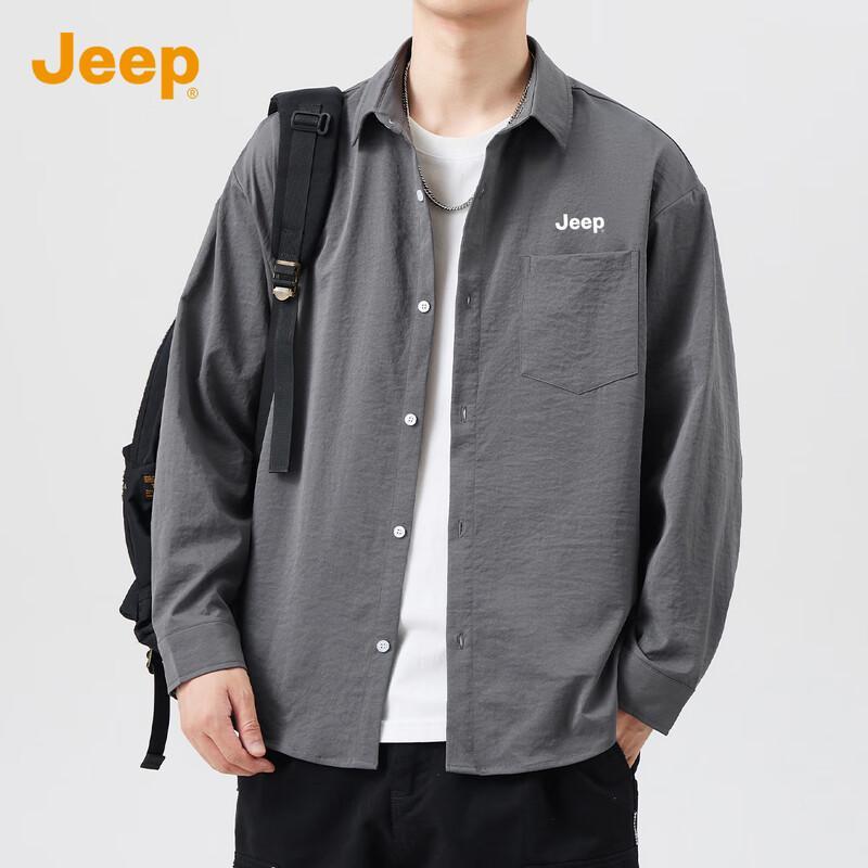 JEEP Men's American Style Loose Fit Long Sleeve Shirt