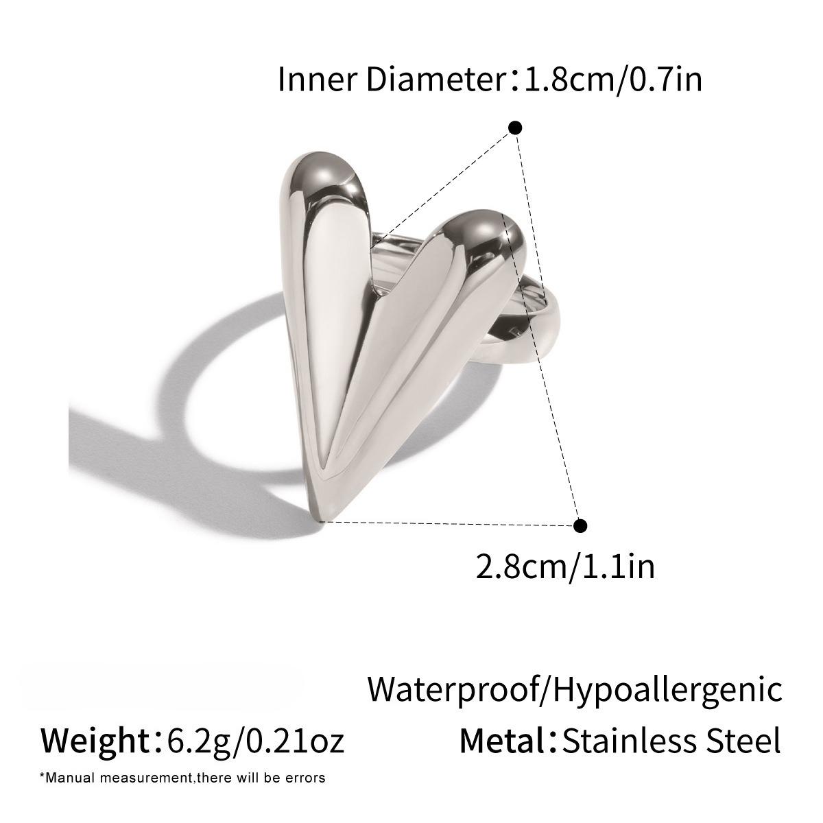

Yori Stylish Smooth Heart Ring for Women Stainless Steel 18K Golden PVD Plated Fashion Daily Waterproof Jewelry